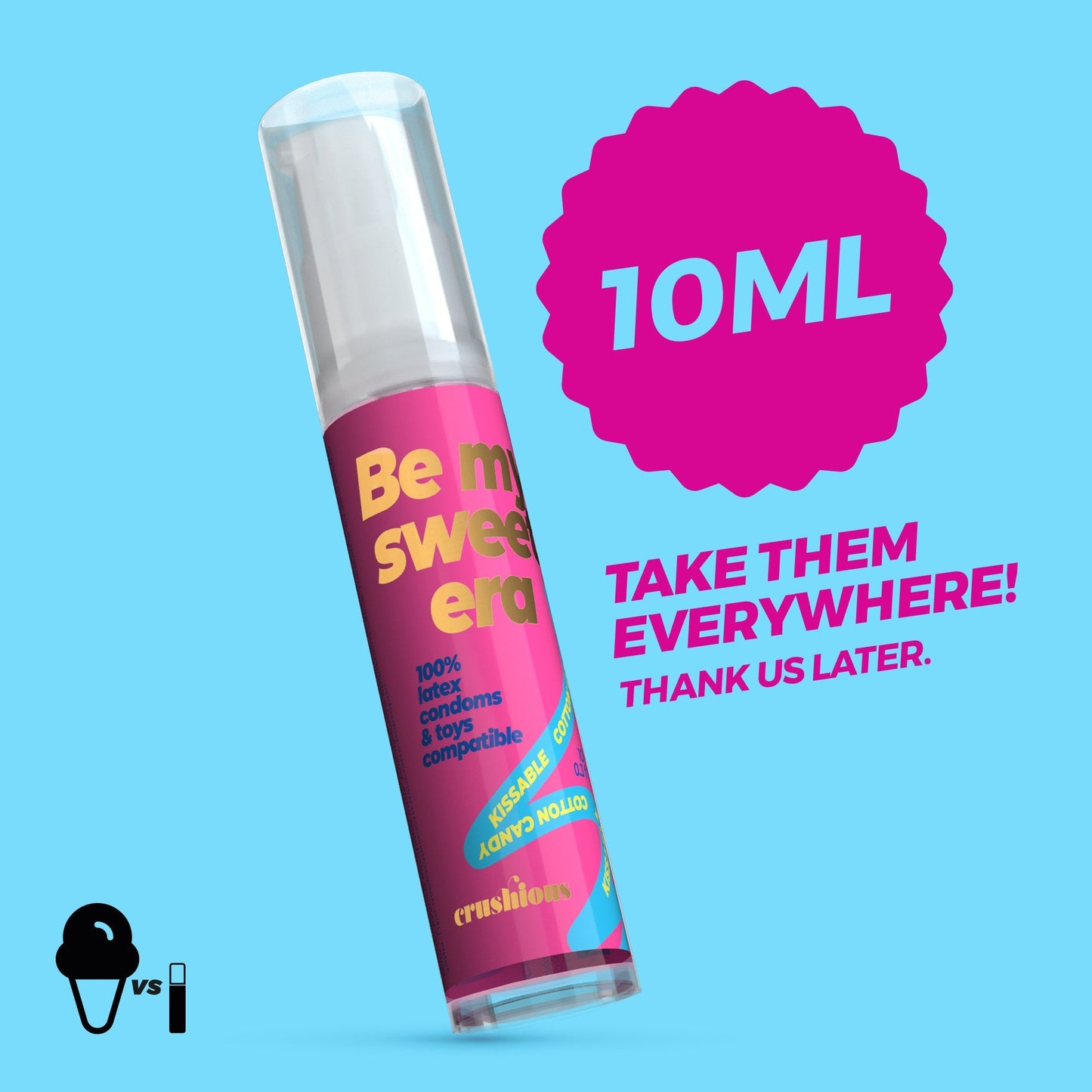 GEL LUBRIFICANTE STEAL MY KISSES COM SABOR A ALGODÃO DOCE CRUSHIOUS 10ML