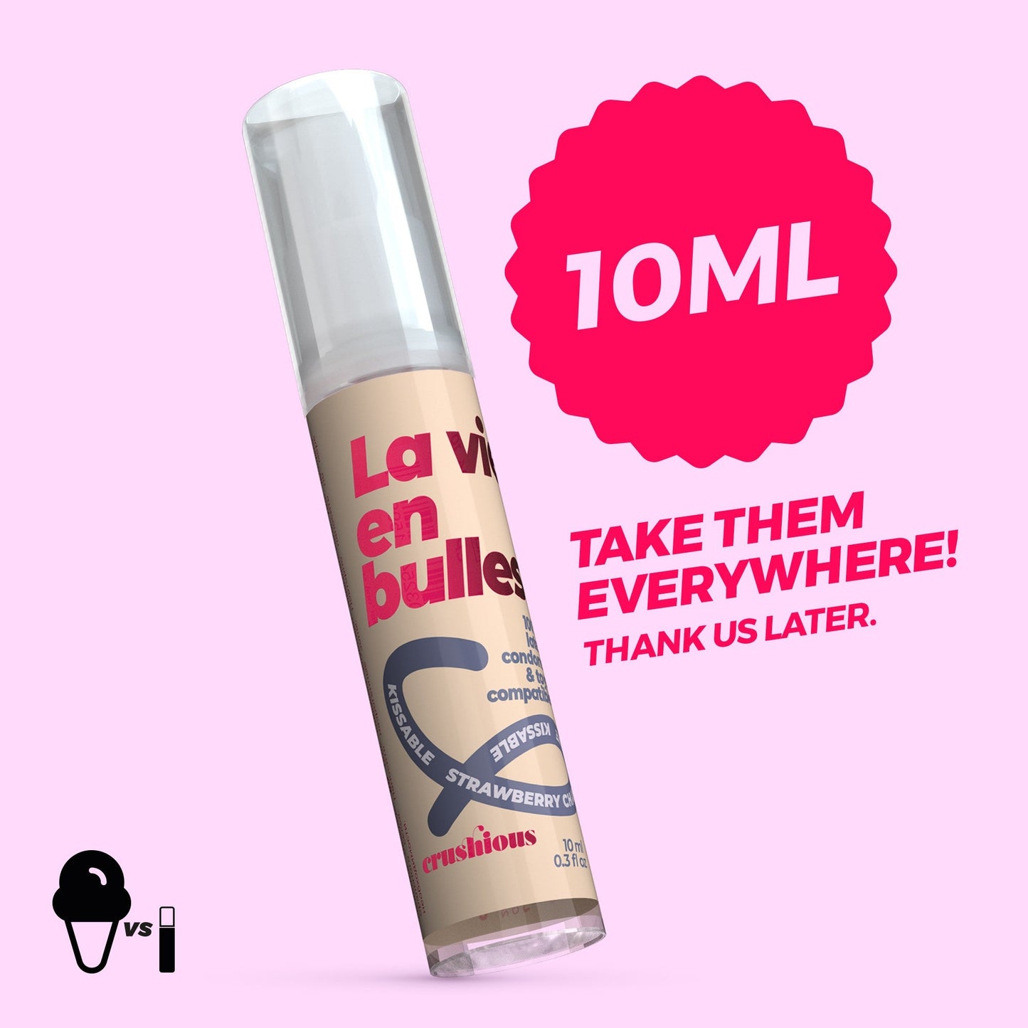 GEL LUBRIFICANTE STEAL MY KISSES COM SABOR A CHAMPANHE COM MORANGO CRUSHIOUS 10ML