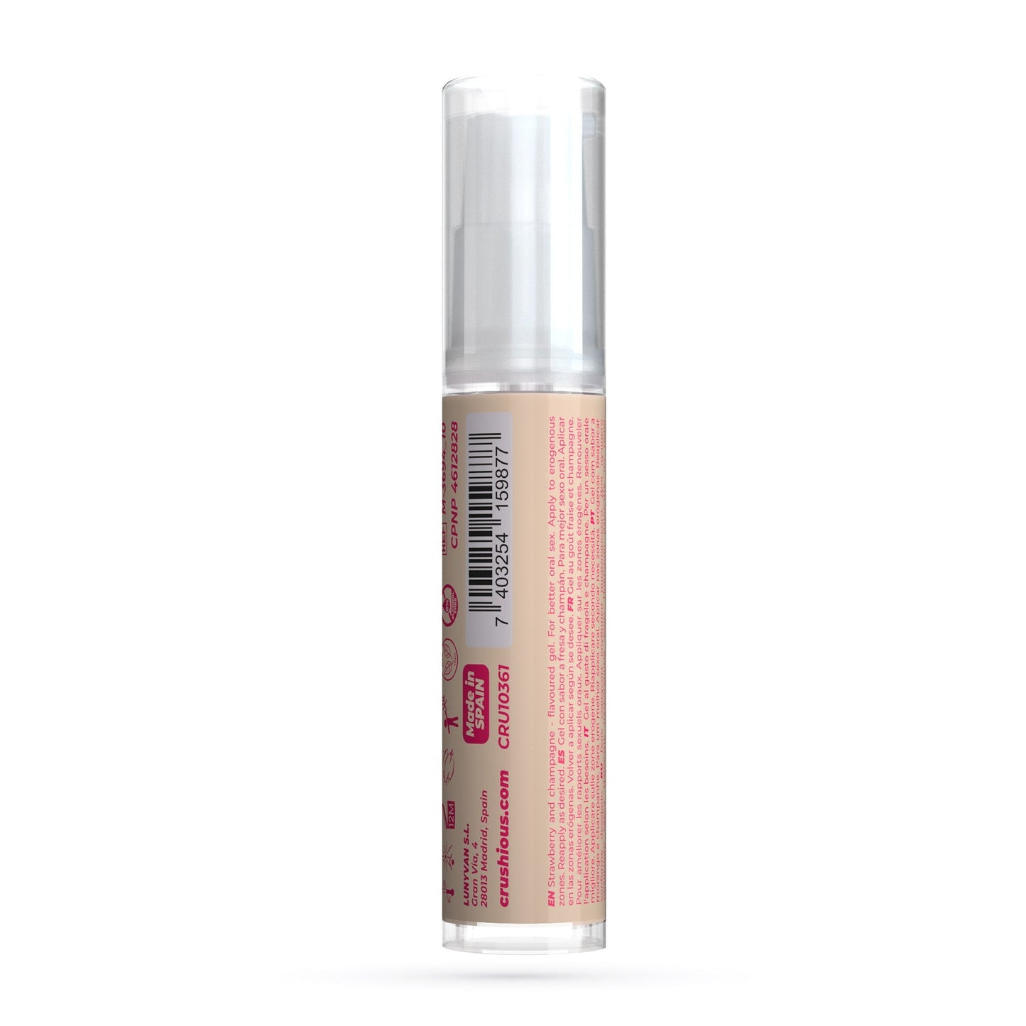 GEL LUBRIFICANTE STEAL MY KISSES COM SABOR A CHAMPANHE COM MORANGO CRUSHIOUS 10ML