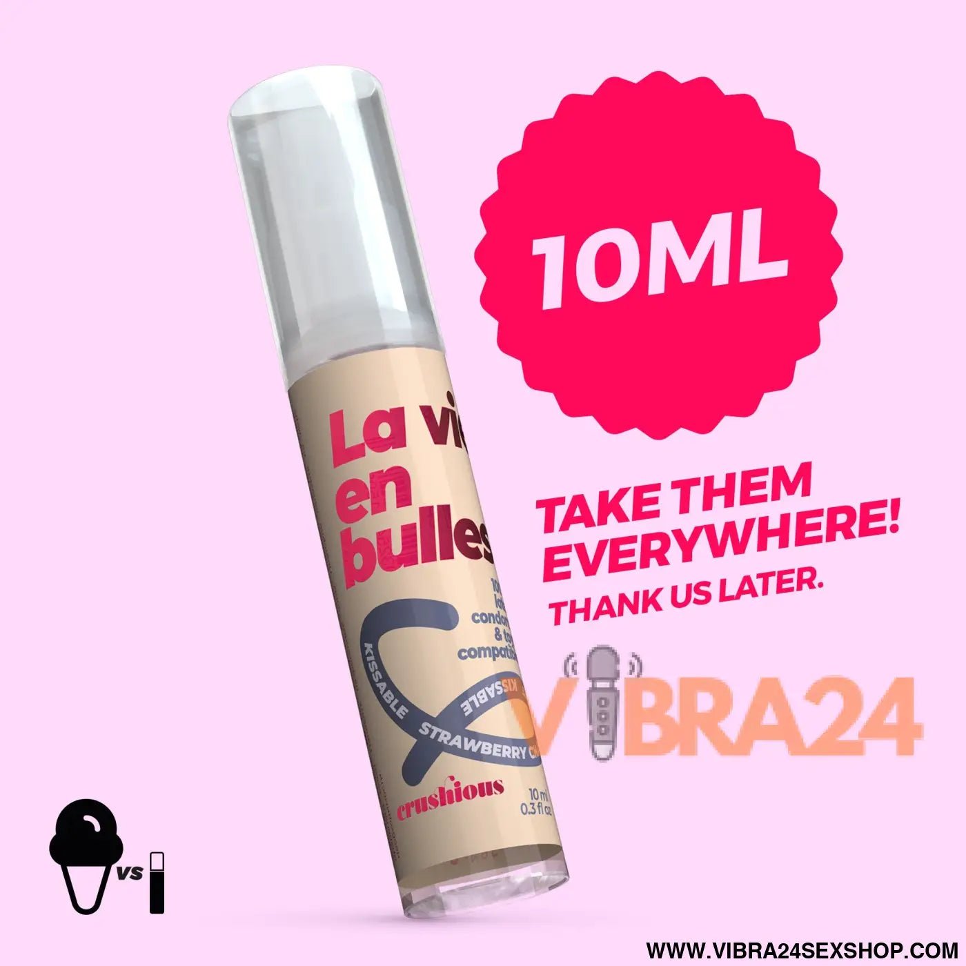 GEL LUBRIFICANTE STEAL MY KISSES COM SABOR A CHAMPANHE MORANGO CRUSHIOUS 10ML