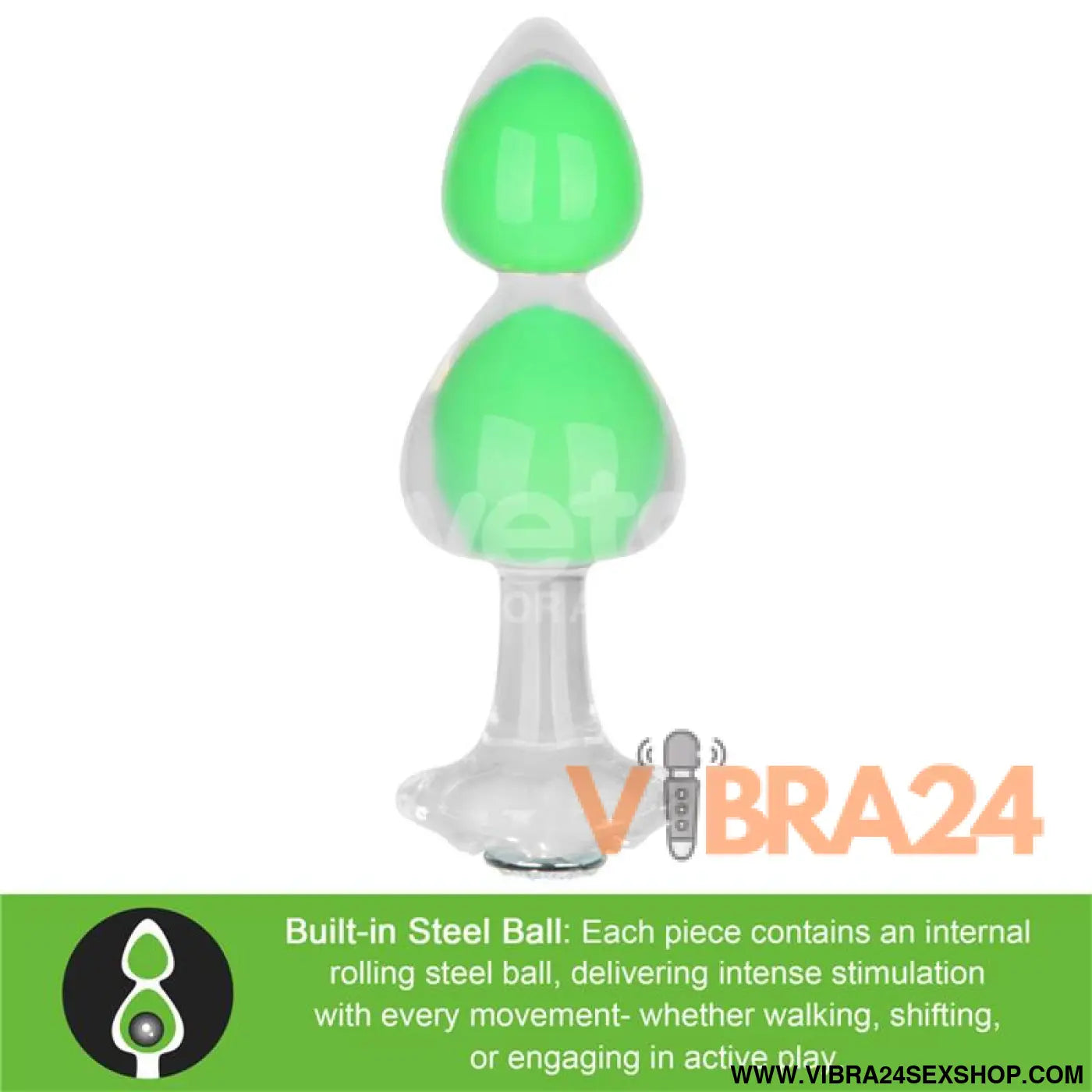 Gemoria Silicone Butt Plug Internal steel ball Glow in Dark