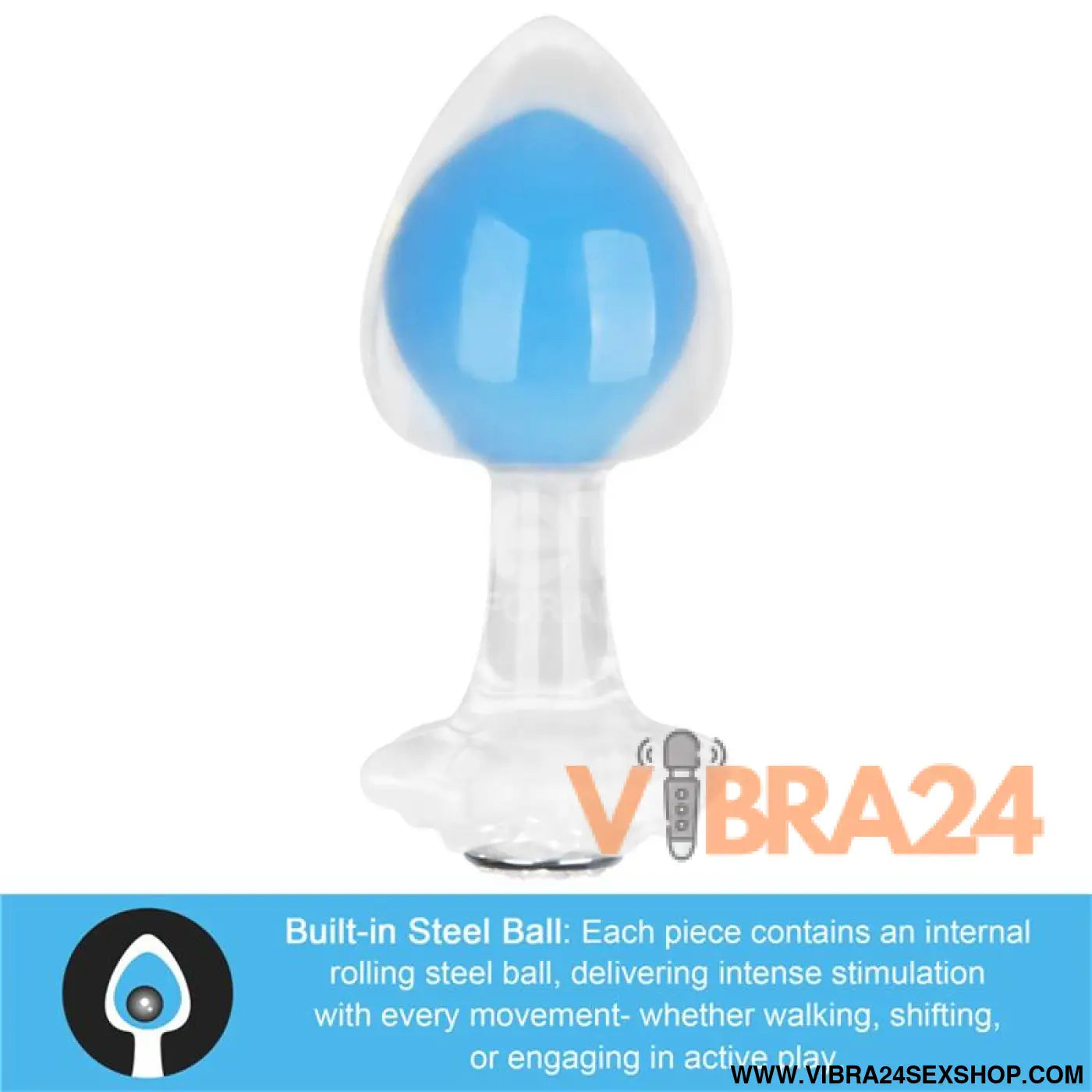Gemoria Silicone Butt Plug Internal Steel Ball Glow in the Dark