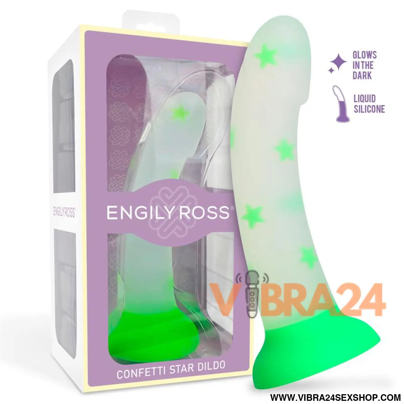 Glow-in-the-Dark Dildo Confetti Star 17 cm