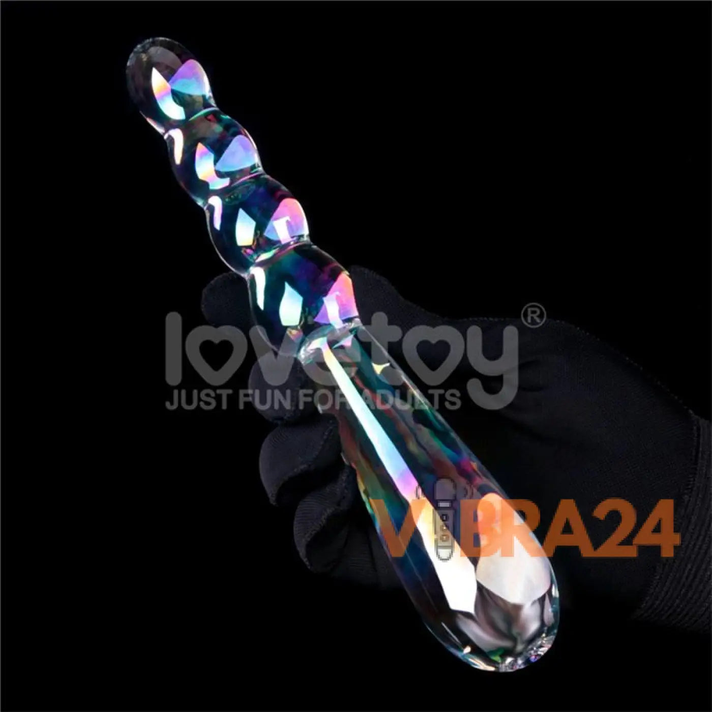Glow in the Dark Glass Dildo Twilight Gleam Rising Ripples
