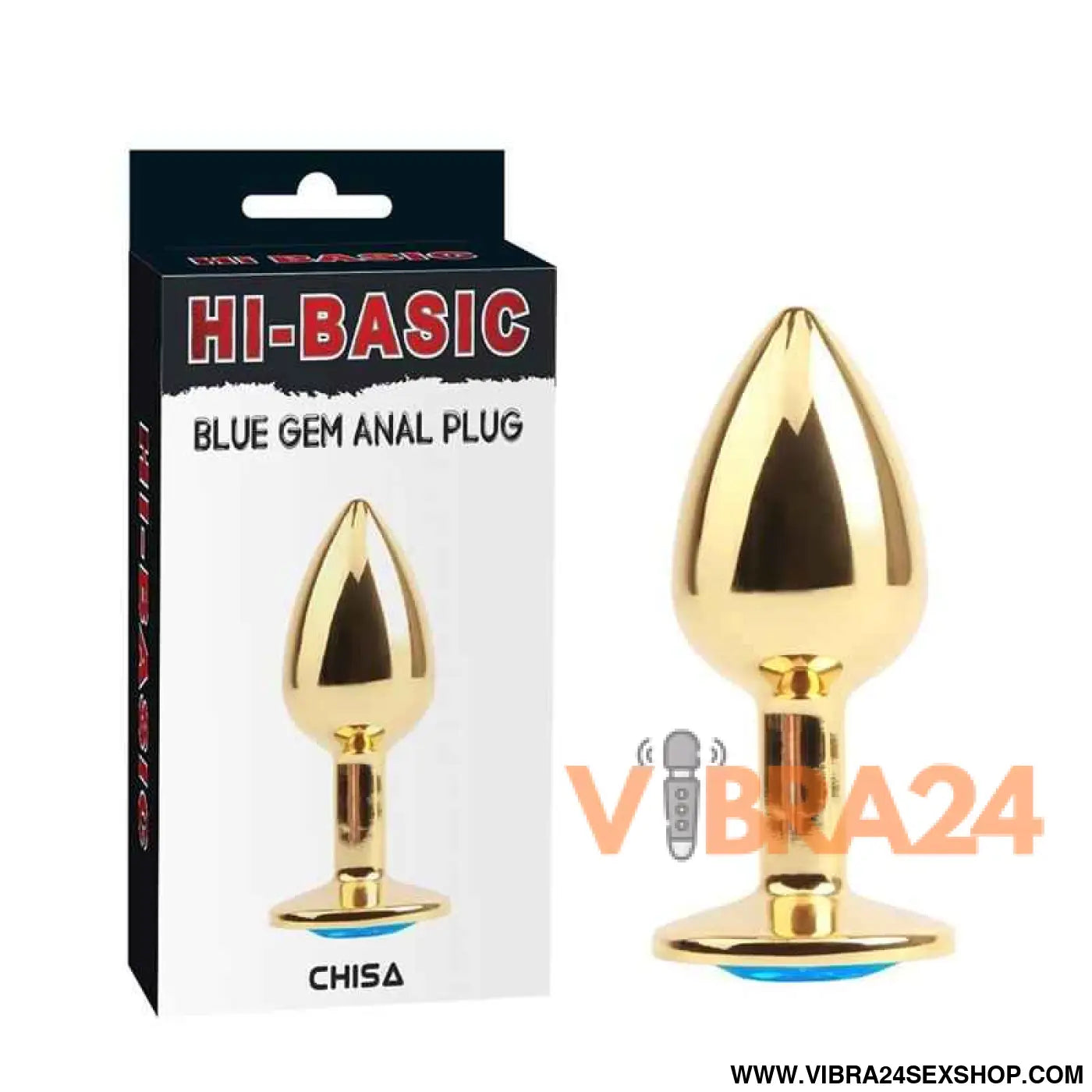 Golden Butt Plug with Blue Jewel