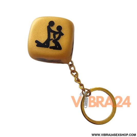 Golden Position Dice Keychain