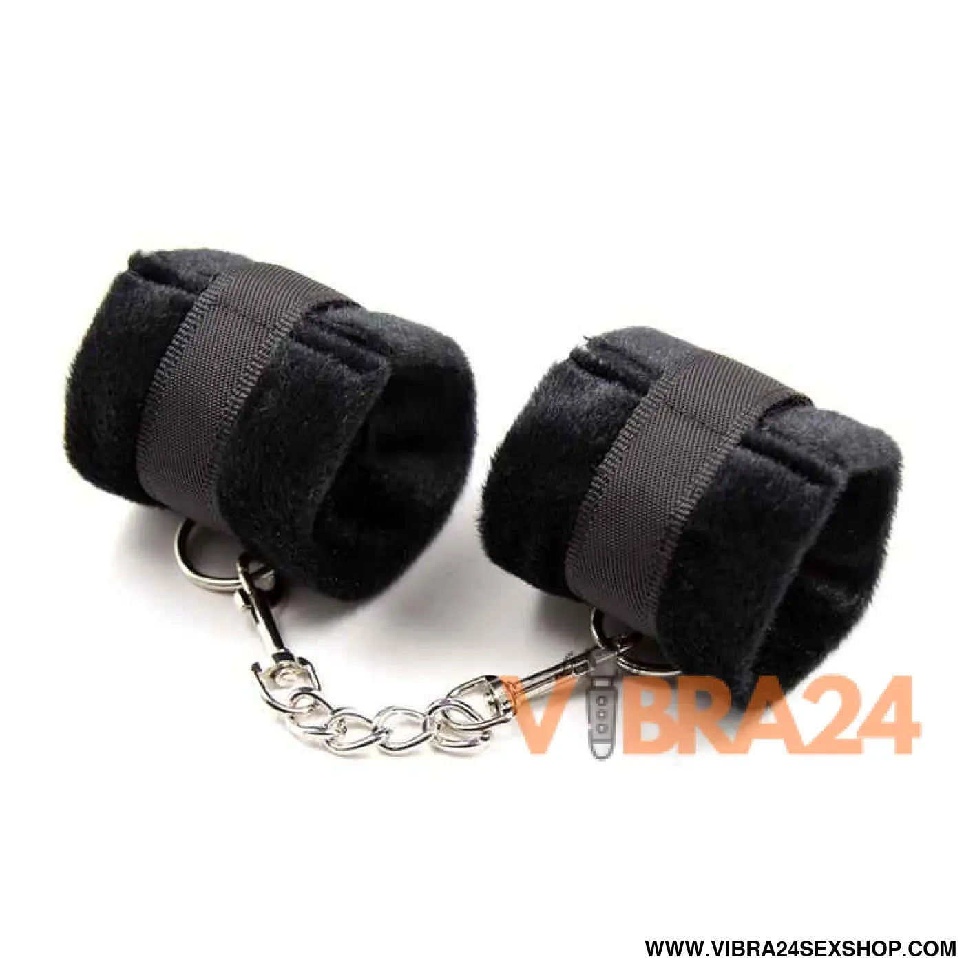 Handcuffs with Velcro Long Fur Black