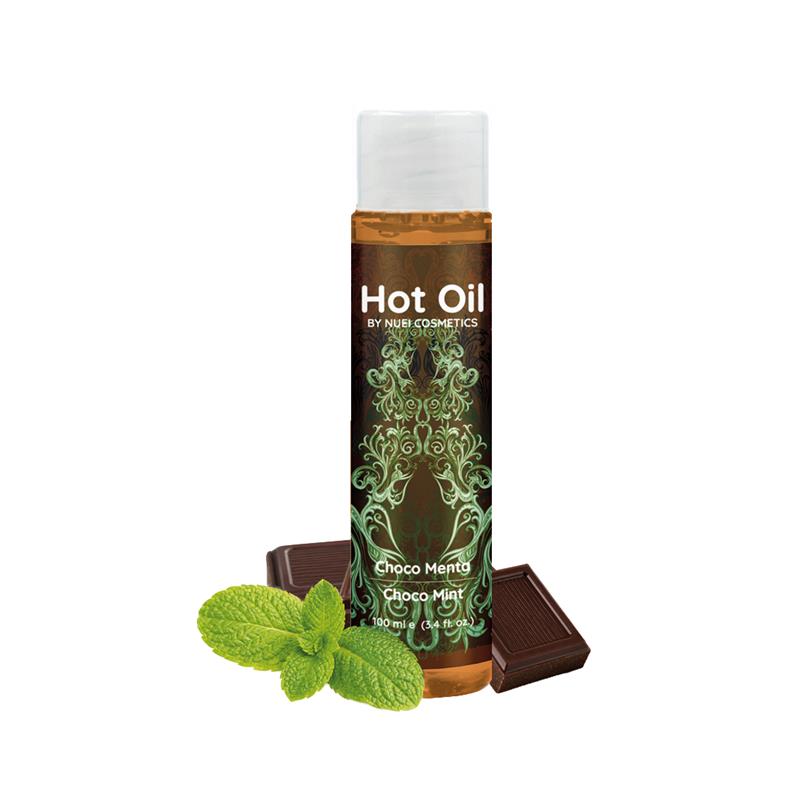 NUEI Cosmetics – Hot Oil Choco Mint: Óleo com Efeito de Aquecimento e Sabor Chocolate-Menta para Preliminares Sensuais