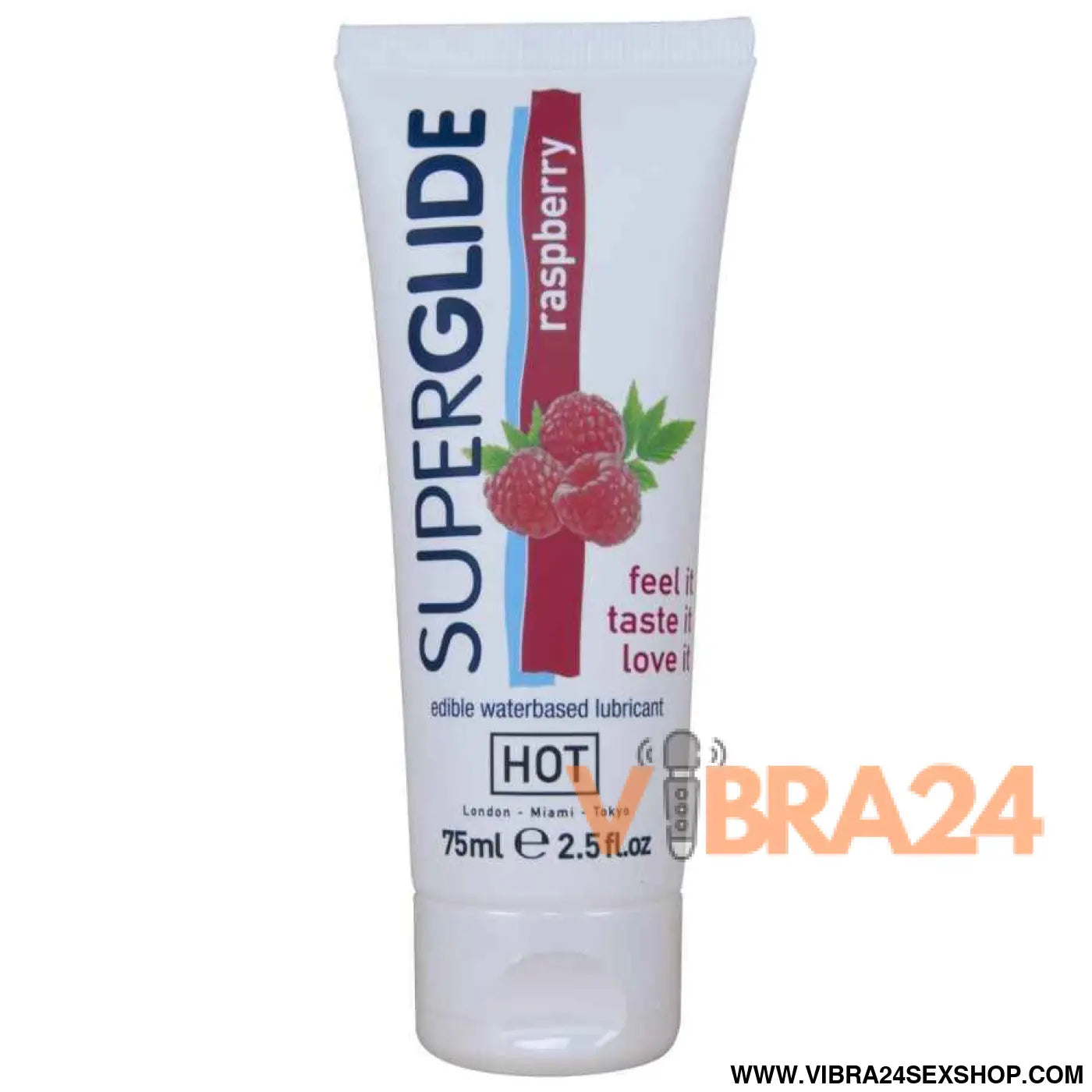 HOT - SUPERGLIDE LUBRIFICANTE COMESTÍVEL À BASE DE ÁGUA COM SABOR FRAMBOESA 75 ML