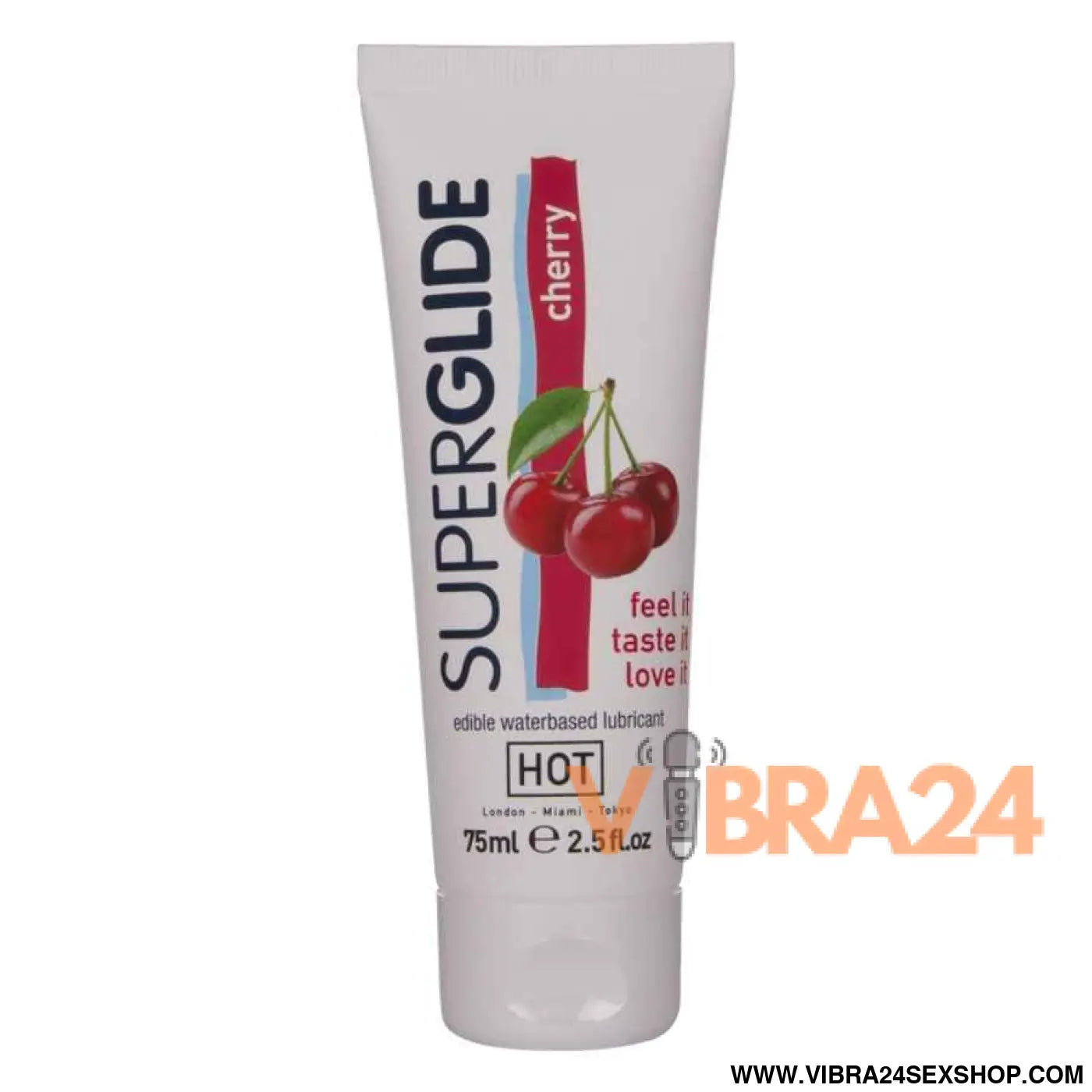 HOT - SUPERGLIDE LUBRIFICANTE COMESTÍVEL À BASE DE ÁGUA SABOR CEREJA 75 ML