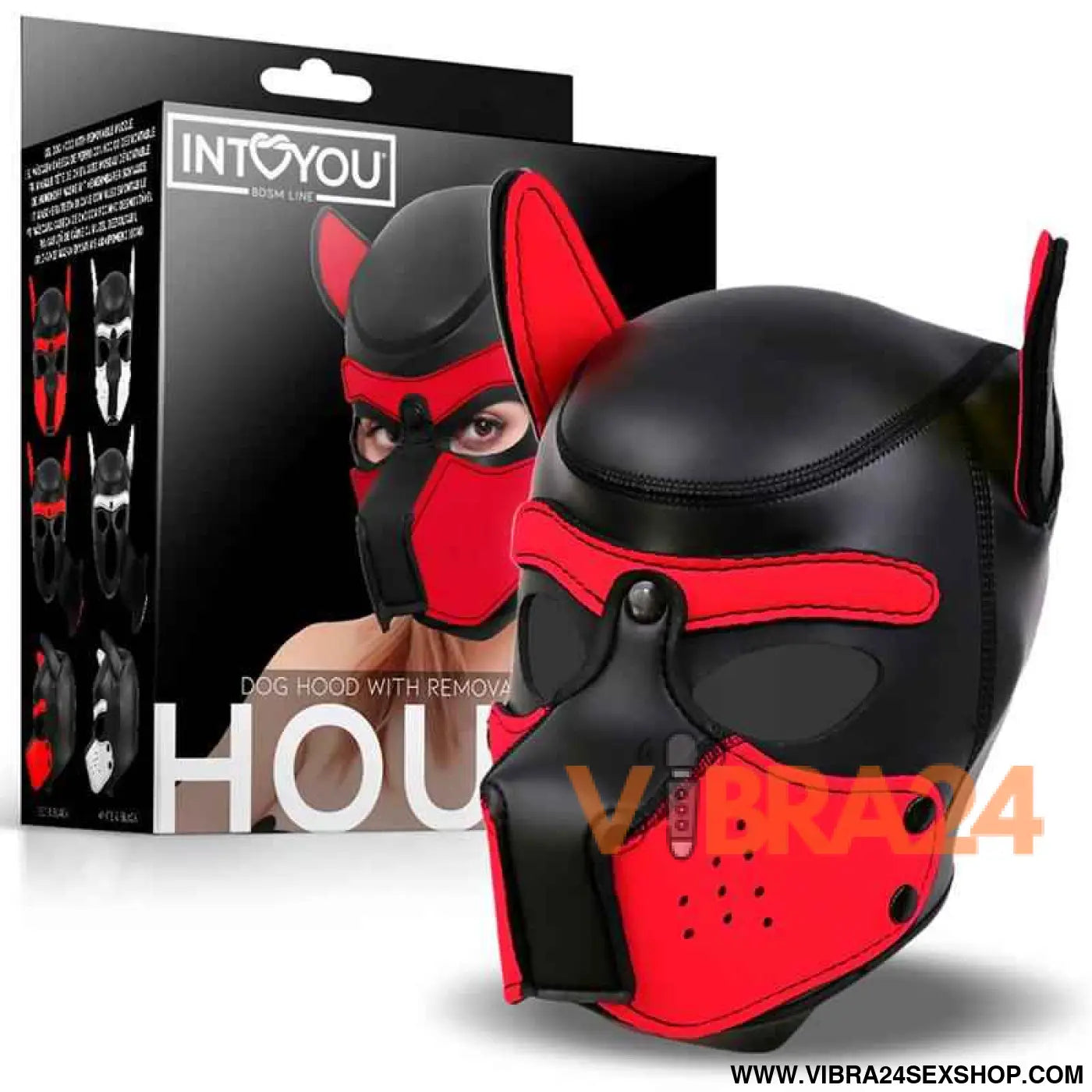 Hound Dog with Removable Muzzle Neoprene Black/Red One Size