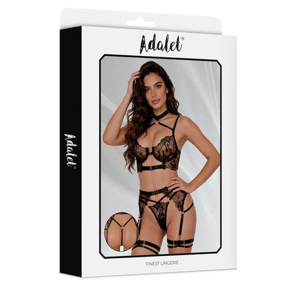 Adalet Lingerie – Hyacinth: Conjunto de Sutiã, Cinta-liga e Tanga em Preto para Conforto e Sofisticação