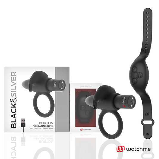 BLACK&SILVER - BURTON REMOTE CONTROL COCKRING WATCHME - VIBRA24 SEXSHOP