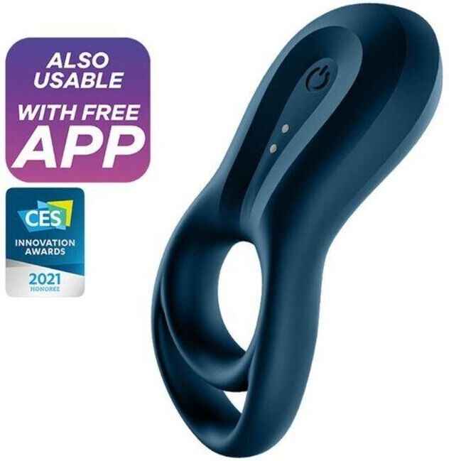 SATISFYER - APLICATIVO VIBRADOR DE ANEL EPIC DUO AZUL - VIBRA24 SEXSHOP