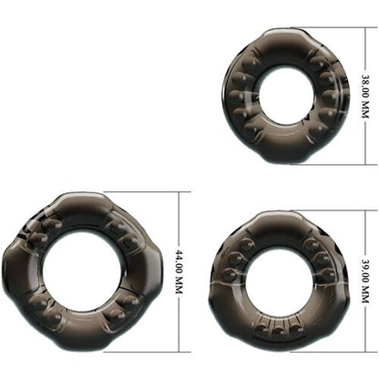BAILE - COCK RINGS YVONNE CONJUNTO 3 ANÉIS PARA PÉNIS - VIBRA24 SEXSHOP