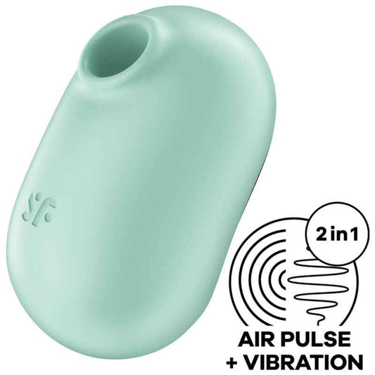 SATISFYER - PRO TO GO 2 ESTIMULADOR E VIBRADOR DE PULSO DE AR DUPLO VERDE - VIBRA24 SEXSHOP