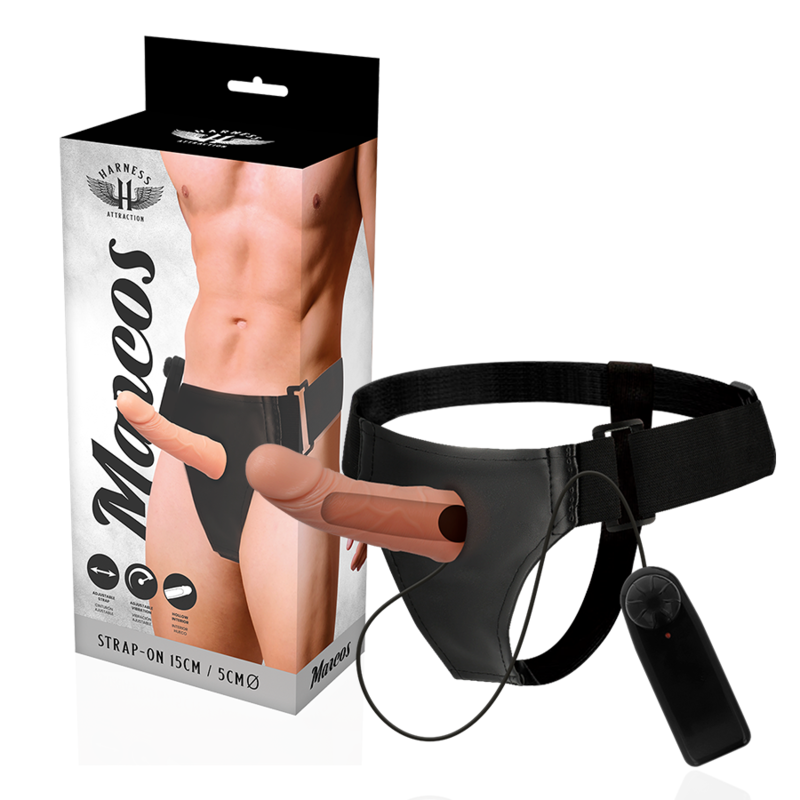 HARNESS ATTRACTION - RNES ESTRUTURAS OCAS COM VIBRADOR 15 CM -O- 5 CM - VIBRA24 SEXSHOP