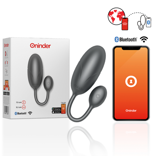 ONINDER - OVO VIBRANTE TOKYO PRETO 7,5 X 3,2 CM APLICATIVO GRATUITO - VIBRA24 SEXSHOP