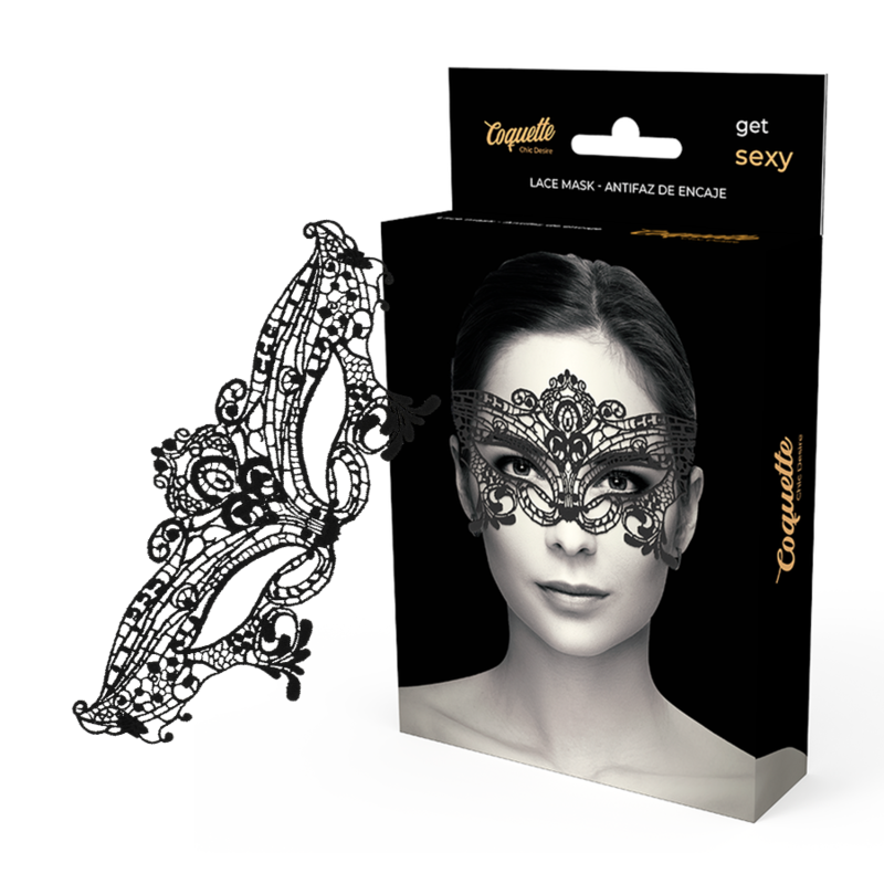COQUETTE CHIC DESIRE - MSCARA LARGA DE RENDA PRETA - VIBRA24 SEXSHOP