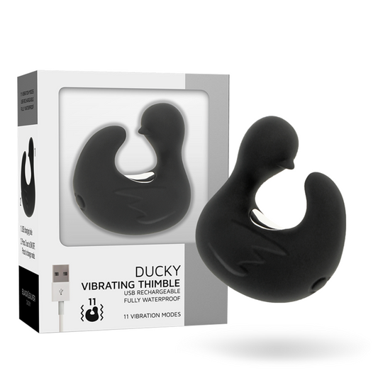 BLACK&SILVER - DEDAL DE PATO ESTIMULANTE DE SILICONE RECARREGÁVEL DUCKYMANIA - VIBRA24 SEXSHOP