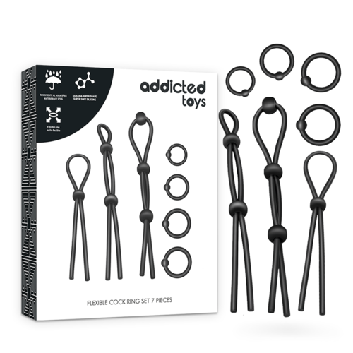 ADDICTED TOYS - Anel para Pénis de Silicone Flexível - Conjunto com 7 Peças - VIBRA24 SEXSHOP
