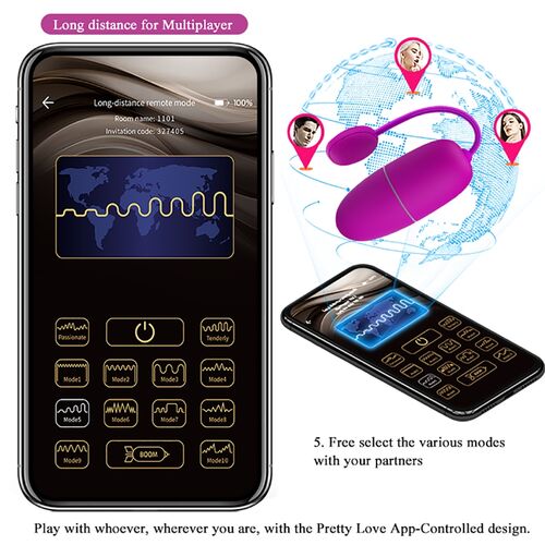Ovo Vibratório Controlado por APP - Prazer Inigualável com Pretty Love Ninfa Roxo - VIBRA24 SEXSHOP
