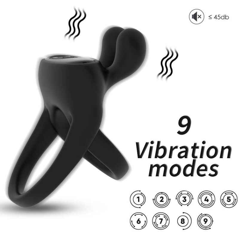 ARMONY - ANEL VIBRADOR COELHO PRETO - VIBRA24 SEXSHOP