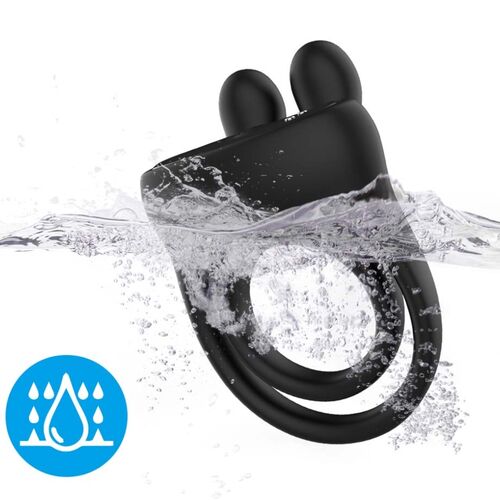 ARMONY - Anel Vibratório Coelho Preto para Estímulo e Prazer
