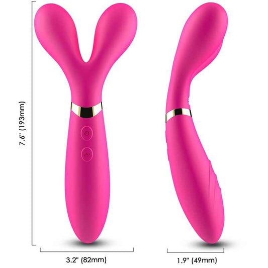 ARMONY - MASSAGER Y-WAND E VIBRADOR CABEÇA DUPLA FÚCSIA - VIBRA24 SEXSHOP
