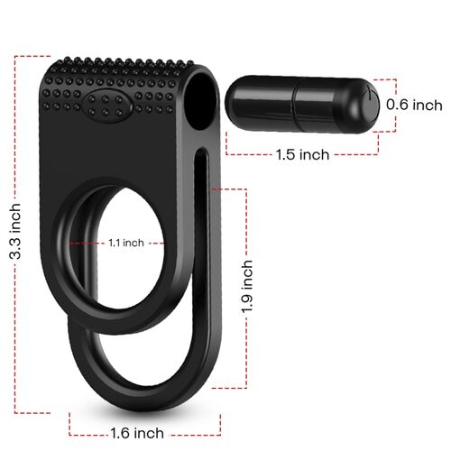 ARMONY - Anel Vibrador Duplo para Casais Preto