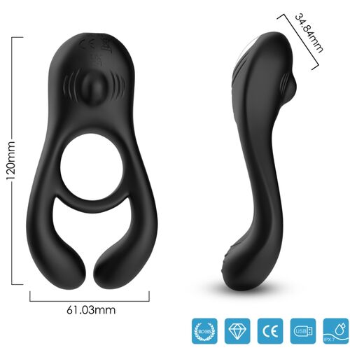ARMONY - Anel Vibrador para Casais VeYron com Controle Remoto Preto