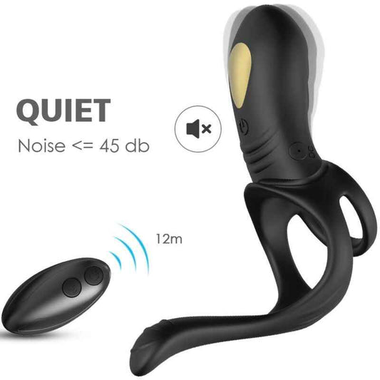 ARMONY - JOY JUMPER RING VIBRADOR PARA CASAIS E PLUG ANAL CONTROLE REMOTO PRETO - VIBRA24 SEXSHOP