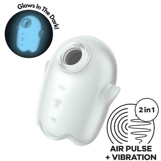 SATISFYER - GLOWING GHOST AIR PULSE & VIBRADOR BRANCO - VIBRA24 SEXSHOP