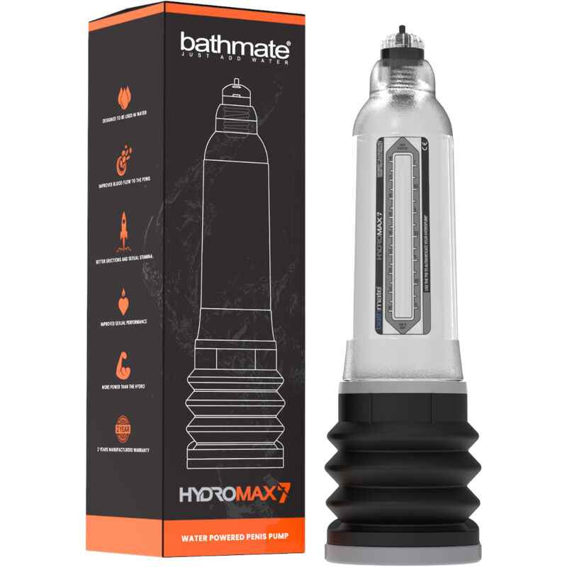 BATHMATE - HYDROMAX 7 BOMBA DE AUMENTO DO PÉNIS TRANSPARENTE - VIBRA24 SEXSHOP