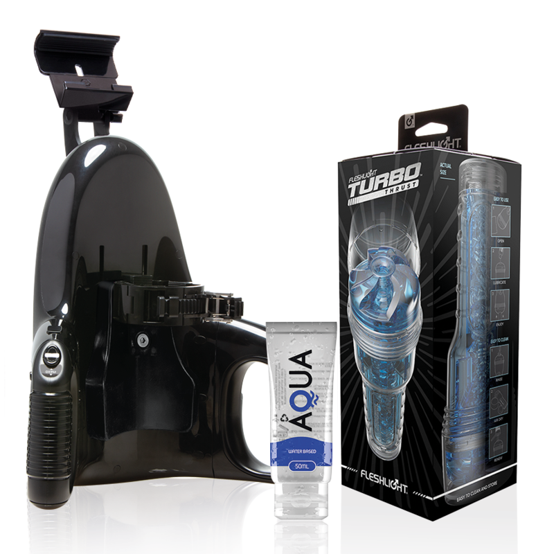 FLESHLIGHT - TURBO THRUST BLUE ICE + LANÇAMENTO UNIVERSAL + LUBRIFICANTE DE QUALIDADE AQUA 50 ML - VIBRA24 SEXSHOP