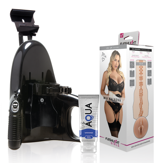 FLESHLIGHT - MIA MALKOVA VAGINA LVL UP + LANÇAMENTO UNIVERSAL + LUBRIFICANTE AQUA QUALITY 50 ML - VIBRA24 SEXSHOP