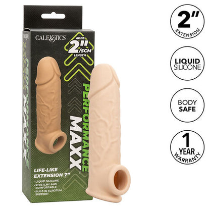 CalExotics – Performance Maxx Life-Like Extension 7: Extensão Realista com Alça Escrotal Integrada para Prazer Aprimorado