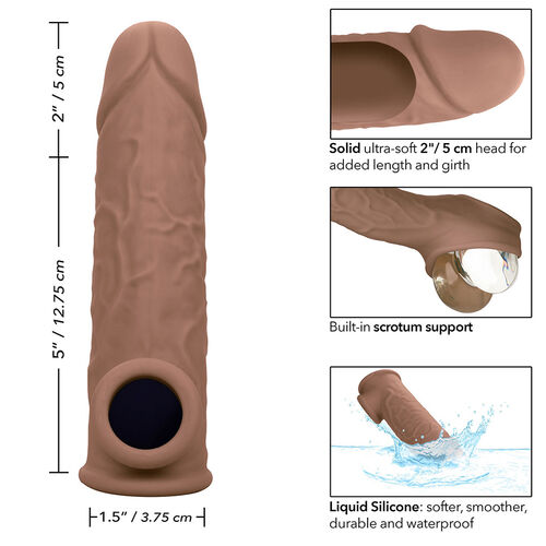 CalExotics – Performance Maxx Life-Like Extension 7: Extensão Realista com Alça Escrotal Integrada em Tom Pele Marrom para Prazer Aprimorado