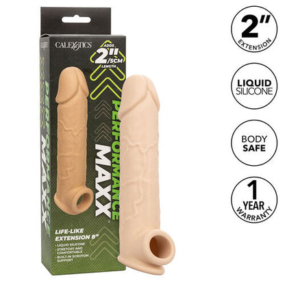CalExotics – Performance Maxx Life-Like Extension 8: Extensão Realista com Alça Escrotal Integrada e Comprimento Aprimorado para Prazer Máximo