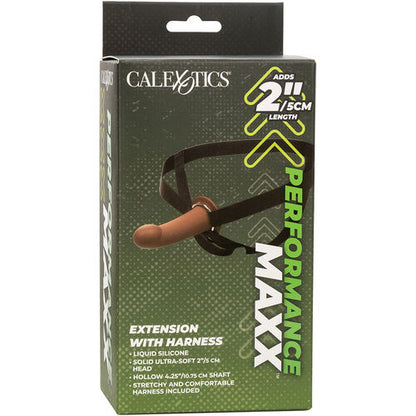 CalExotics – Performance Maxx: Extensão com Arnês, Silicone Líquido e Ajuste Seguro em Tom Pele Marrom - VIBRA24 SEXSHOP