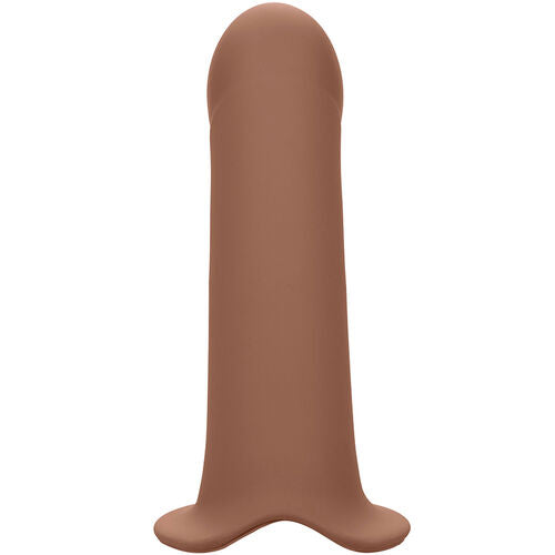 CalExotics – Performance Maxx: Extensão com Arnês, Silicone Líquido e Ajuste Seguro em Tom Pele Marrom - VIBRA24 SEXSHOP