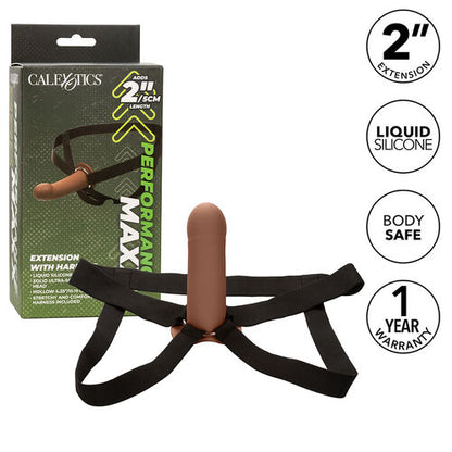 CalExotics – Performance Maxx: Extensão com Arnês, Silicone Líquido e Ajuste Seguro em Tom Pele Marrom - VIBRA24 SEXSHOP