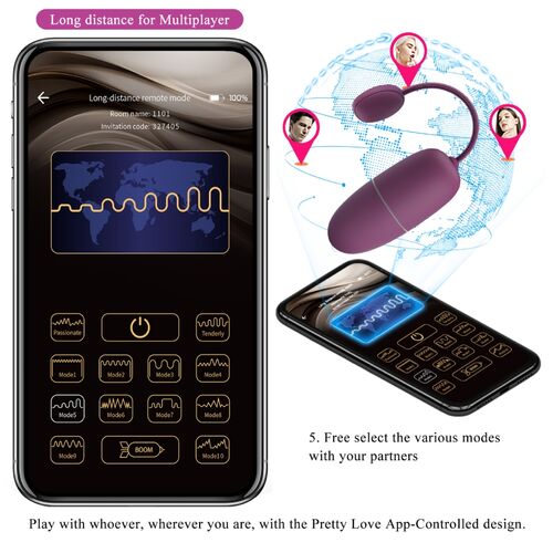 PRETTY LOVE - NYMPH VIBRADOR OVO COM CONTROLE APP LILA - Intensifique Seu Prazer com o Vibrador Ovo Controle App - VIBRA24 SEXSHOP