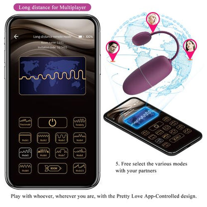 PRETTY LOVE - NYMPH VIBRADOR OVO COM CONTROLE APP LILA - Intensifique Seu Prazer com o Vibrador Ovo Controle App - VIBRA24 SEXSHOP