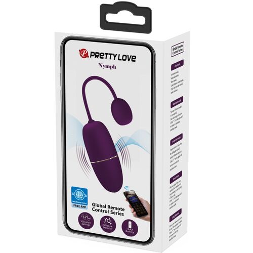 PRETTY LOVE - NYMPH VIBRADOR OVO COM CONTROLE APP LILA - Intensifique Seu Prazer com o Vibrador Ovo Controle App - VIBRA24 SEXSHOP