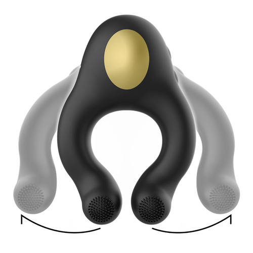 ARNMONEY - Anel Vibrador Silicone 3 Motores Recarregáveis Preto e Ouro
