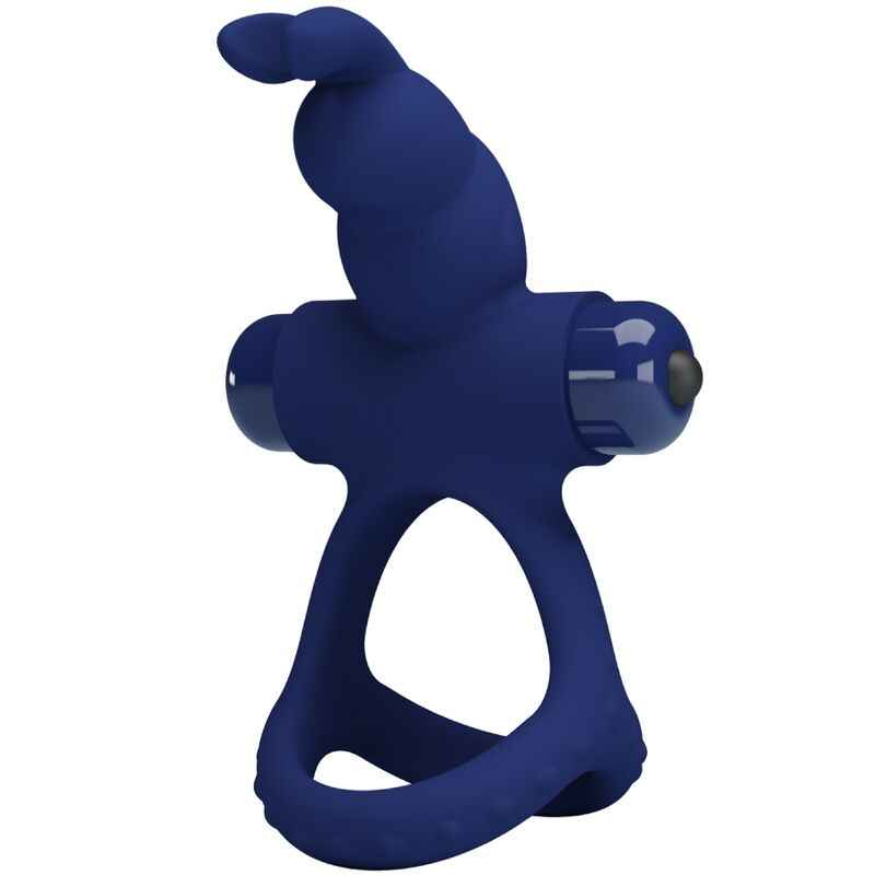 PRETTY LOVE - LUCHITO ANEL VIBRANTE DUPLO COELHO AZUL - VIBRA24 SEXSHOP