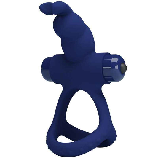PRETTY LOVE - LUCHITO ANEL VIBRANTE DUPLO COELHO AZUL - VIBRA24 SEXSHOP