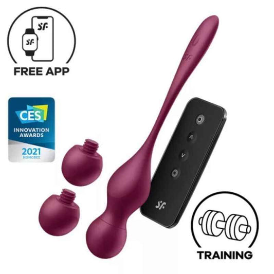 SATISFYER - LOVE BIRDS VARY BOLAS VIBRATÓRIAS APLICATIVO GRATUITO VINHO TINTO - VIBRA24 SEXSHOP