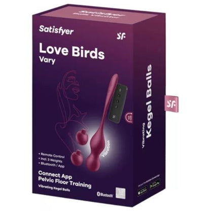 Satisfyer Love Birds: Bolas Vibratórias Satisfyer com Aplicativo Gratuito - Vinho Tinto